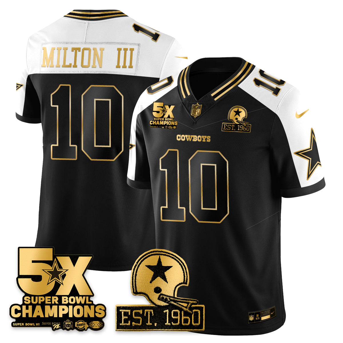 DAL 5-Time Champions Patch Vapor Limited Gold Jersey - All Stitched