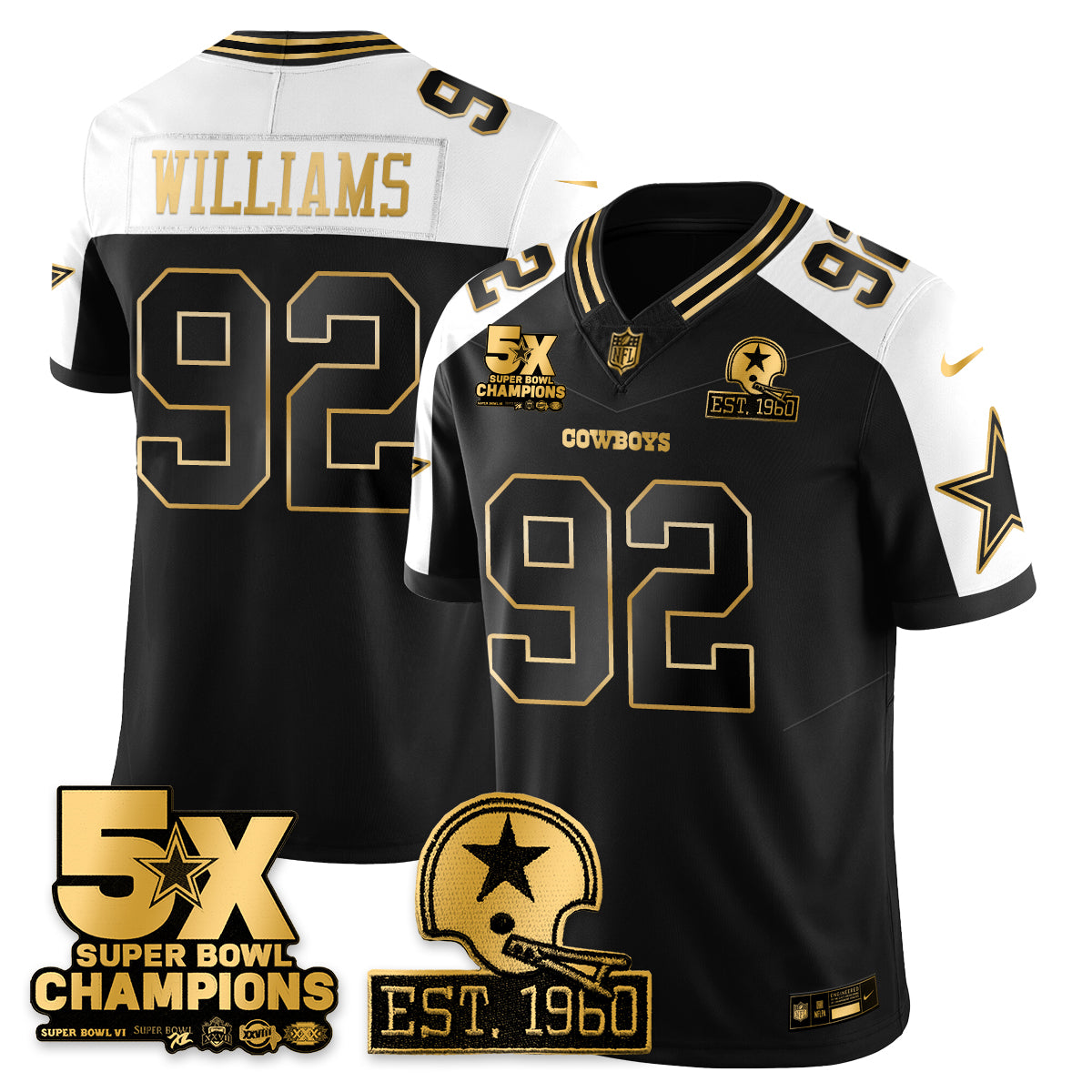 DAL 5-Time Champions Patch Vapor Limited Gold Jersey - All Stitched