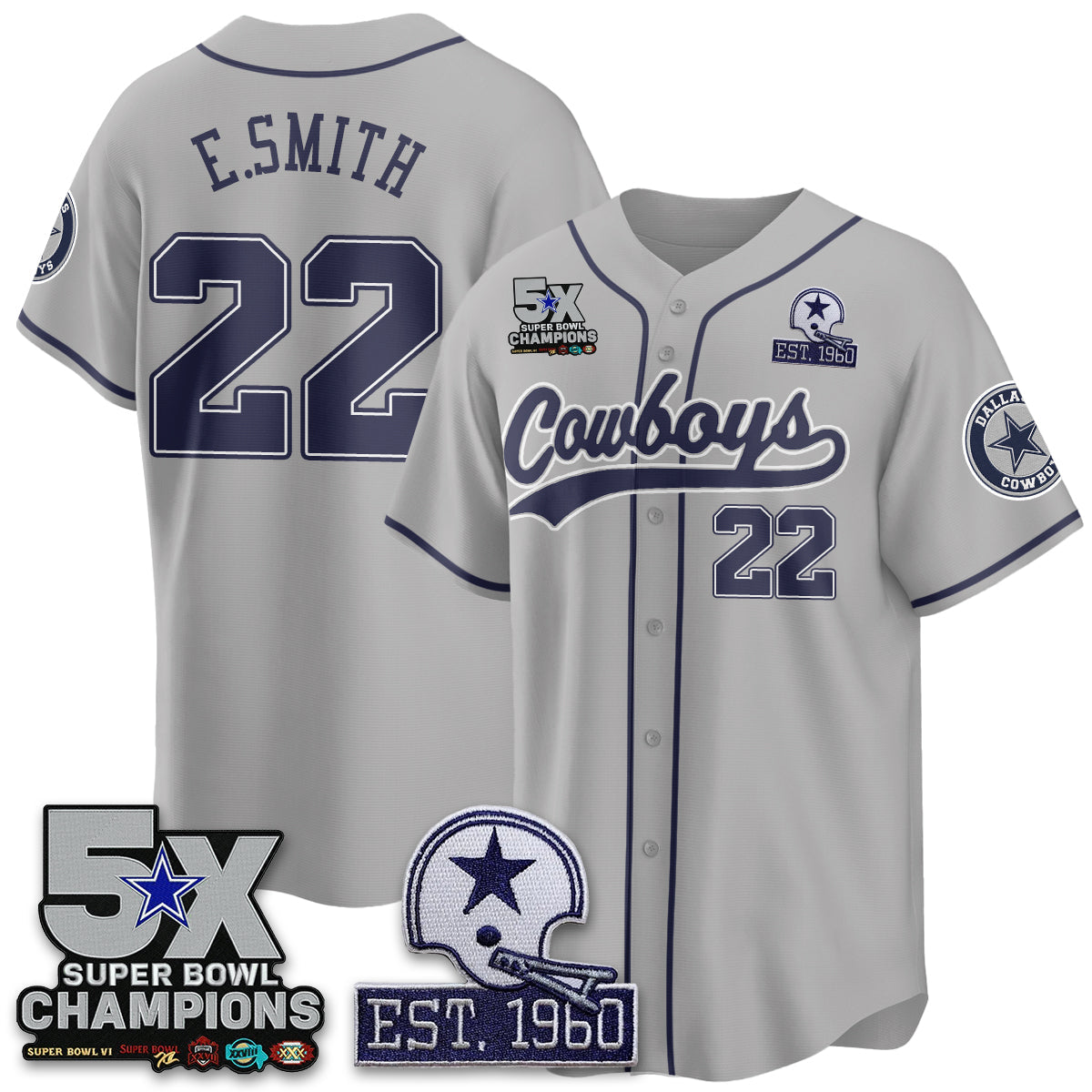 DAL 5-Time Champions Patch Limited Baseball Jersey - All Stitched
