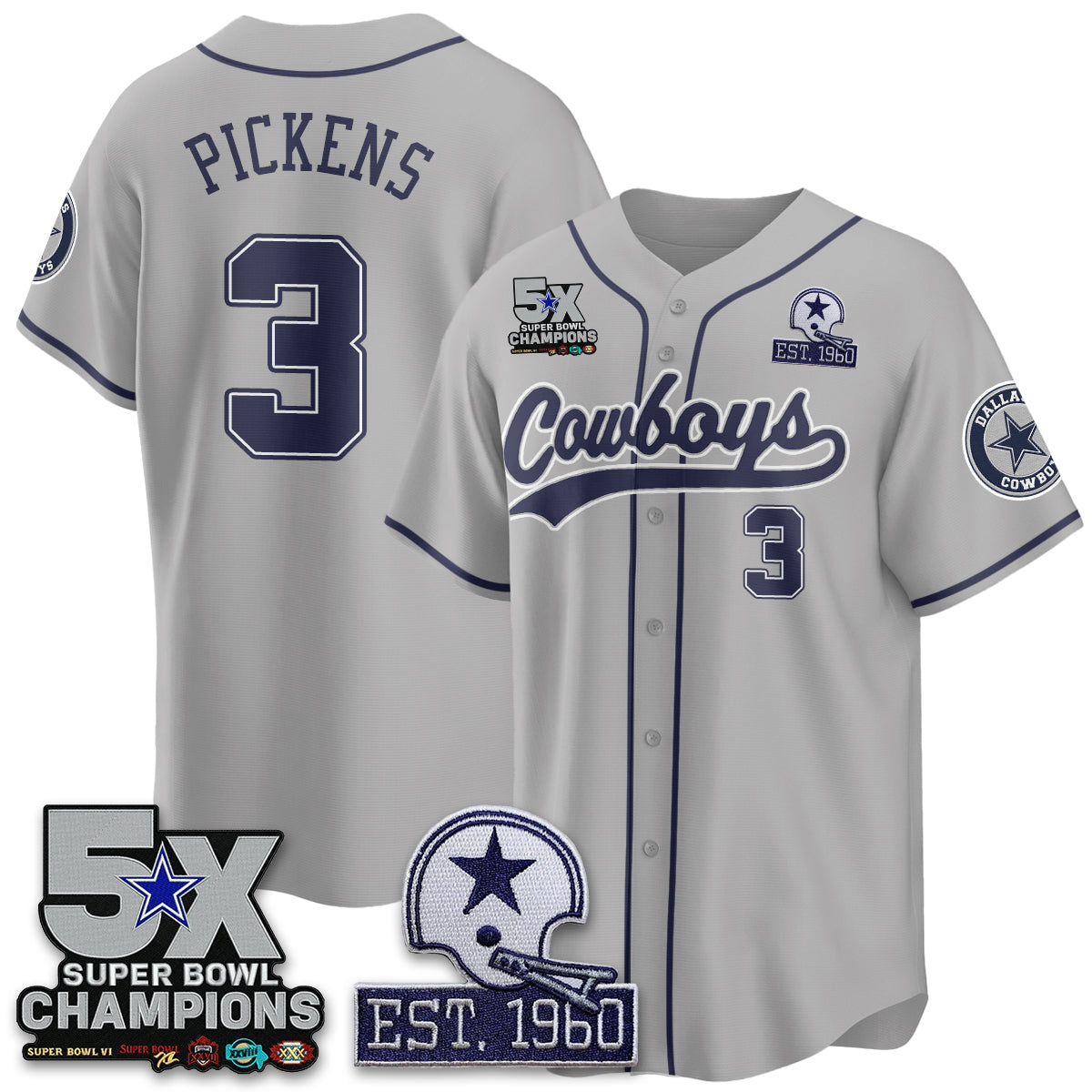 DAL 5-Time Champions Patch Limited Baseball Jersey - All Stitched