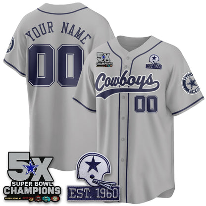 Custom DAL 5-Time Champions Patch Limited Baseball Jersey - All Stitched