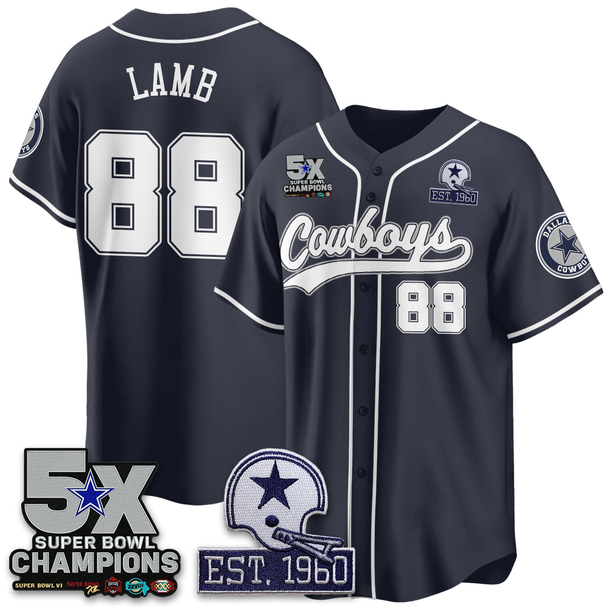 DAL 5-Time Champions Patch Limited Baseball Jersey - All Stitched