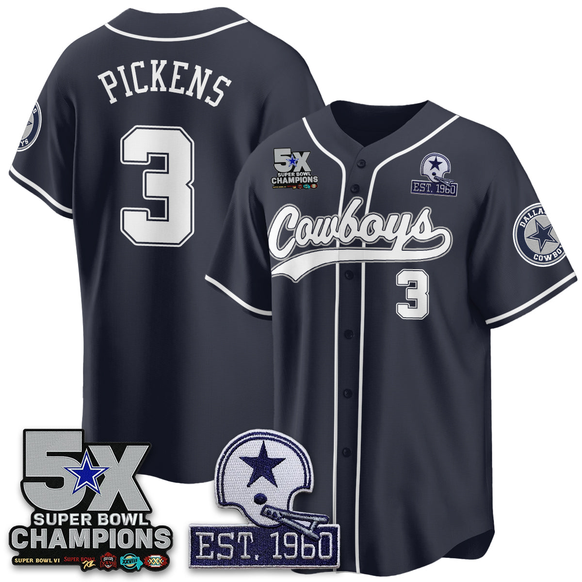 DAL 5-Time Champions Patch Limited Baseball Jersey - All Stitched