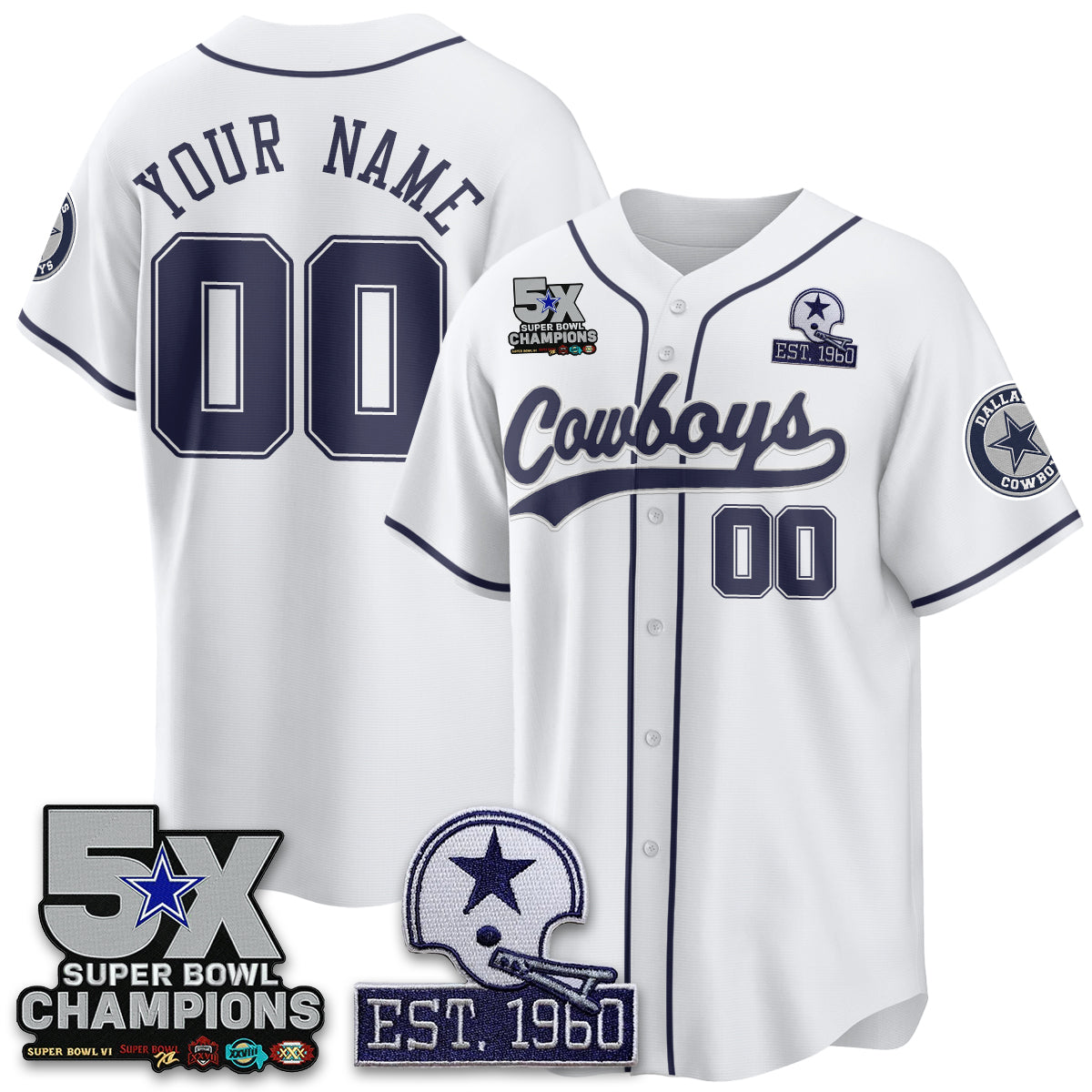 Custom DAL 5-Time Champions Patch Limited Baseball Jersey - All Stitched
