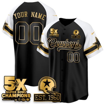DAL 5-Time Champions Patch Vapor Limited Gold Baseball Jersey - All Stitched