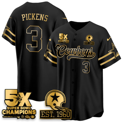 DAL 5-Time Champions Patch Vapor Limited Gold Baseball Jersey - All Stitched