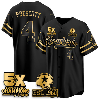 DAL 5-Time Champions Patch Vapor Limited Gold Baseball Jersey - All Stitched