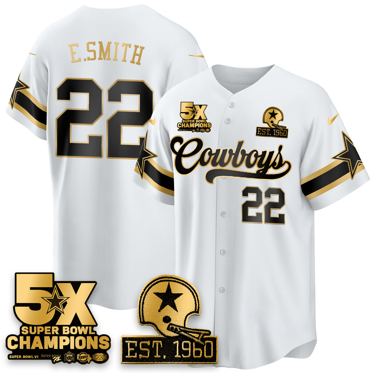 DAL 5-Time Champions Patch Vapor Limited Gold Baseball Jersey - All Stitched