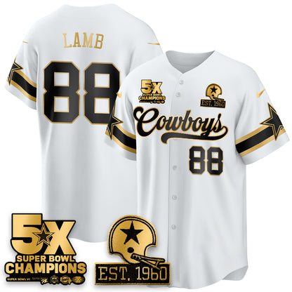 DAL 5-Time Champions Patch Vapor Limited Gold Baseball Jersey - All Stitched