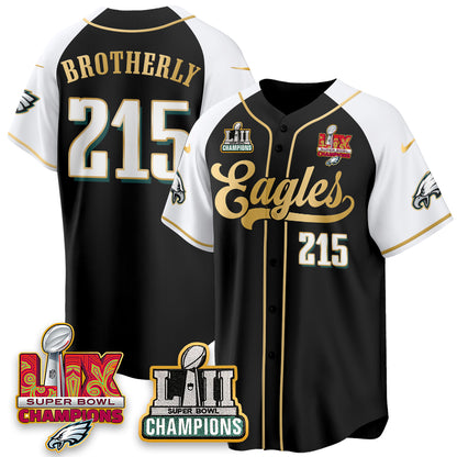 PHI LII-LIX Super Bowl Champions Vapor Limited Gold Baseball Jersey - All Stitched