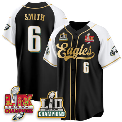 PHI LII-LIX Super Bowl Champions Vapor Limited Gold Baseball Jersey - All Stitched
