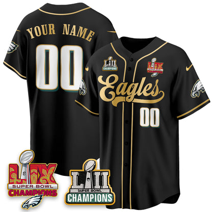 PHI LII-LIX Super Bowl Champions Vapor Limited Gold Baseball Custom Jersey - All Stitched