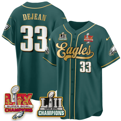 PHI LII-LIX Super Bowl Champions Vapor Limited Gold Baseball Jersey - All Stitched