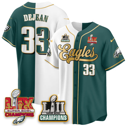 PHI LII-LIX Super Bowl Champions Vapor Limited Gold Baseball Jersey - All Stitched