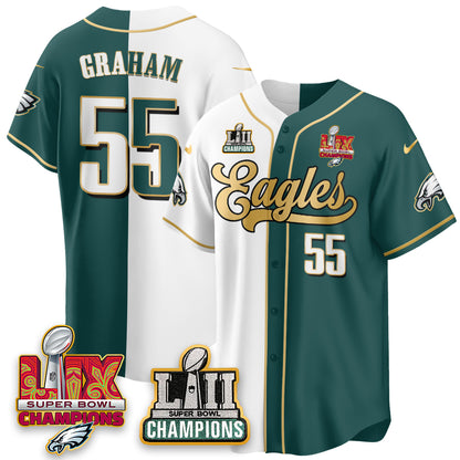 PHI LII-LIX Super Bowl Champions Vapor Limited Gold Baseball Jersey - All Stitched
