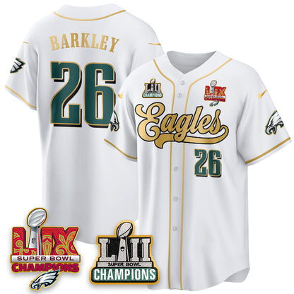 PHI LII-LIX Super Bowl Champions Vapor Limited Gold Baseball Jersey - All Stitched
