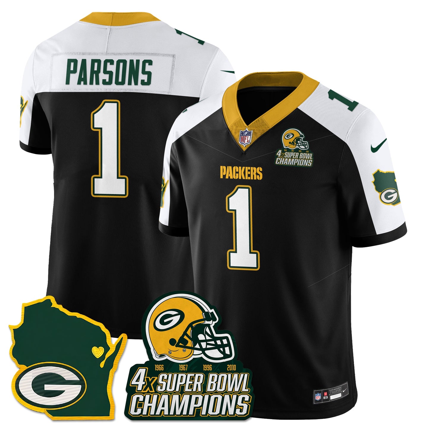 GB 4-Time Champions Patch Vapor Limited Jersey - All Stitched