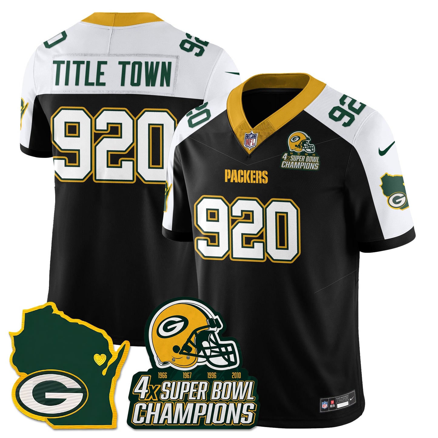 GB 4-Time Champions Patch Vapor Limited Jersey - All Stitched