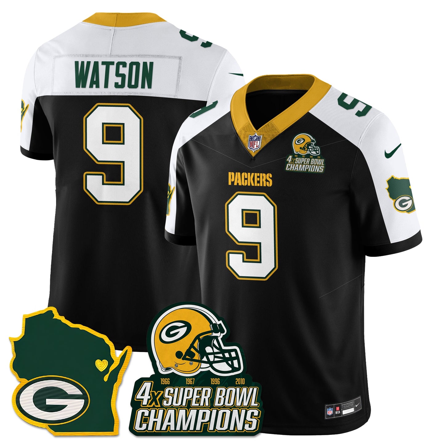 GB 4-Time Champions Patch Vapor Limited Jersey - All Stitched