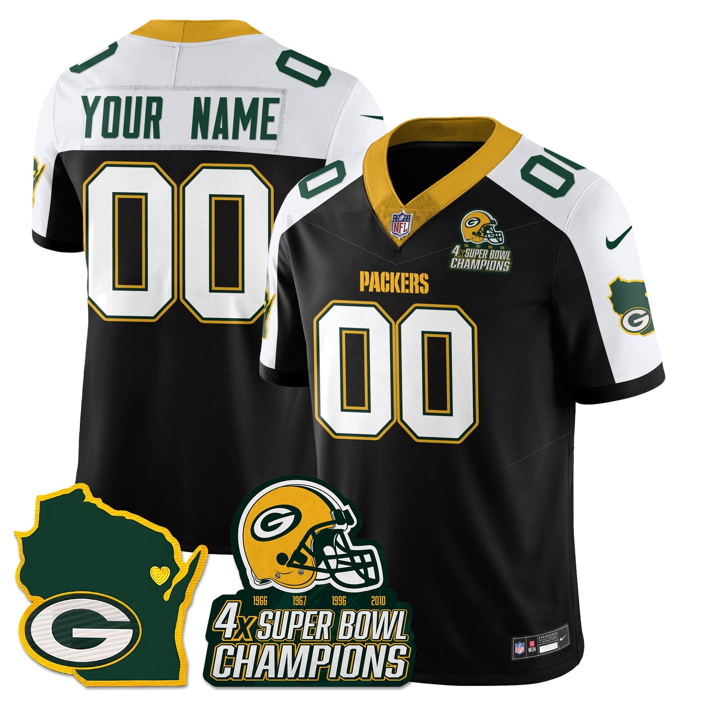 GB 4-Time Champions Patch Vapor Limited Jersey - All Stitched