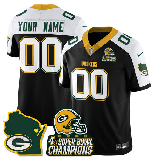 Custom GB 4-Time Champions Patch Vapor Limited Jersey - All Stitched