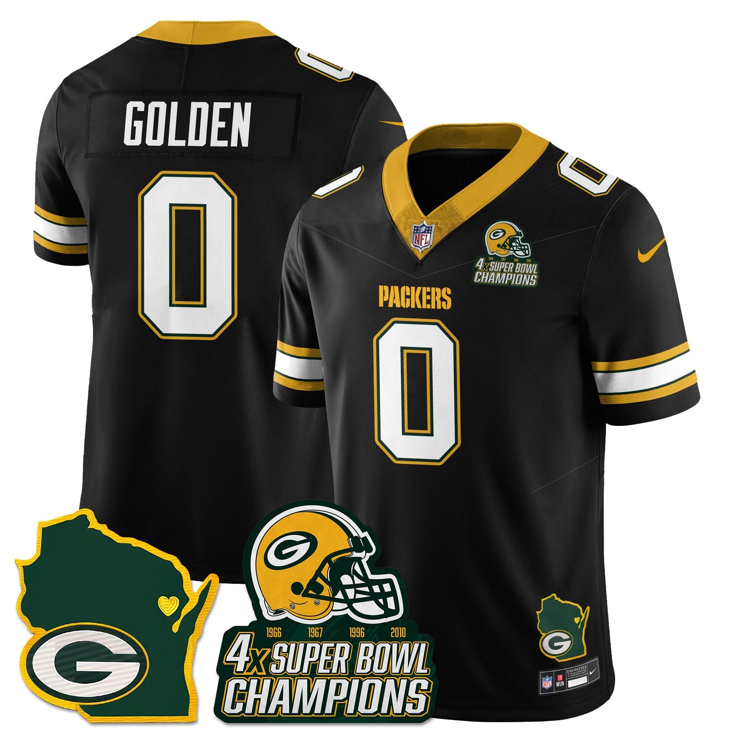 GB 4-Time Champions Patch Vapor Limited Jersey - All Stitched