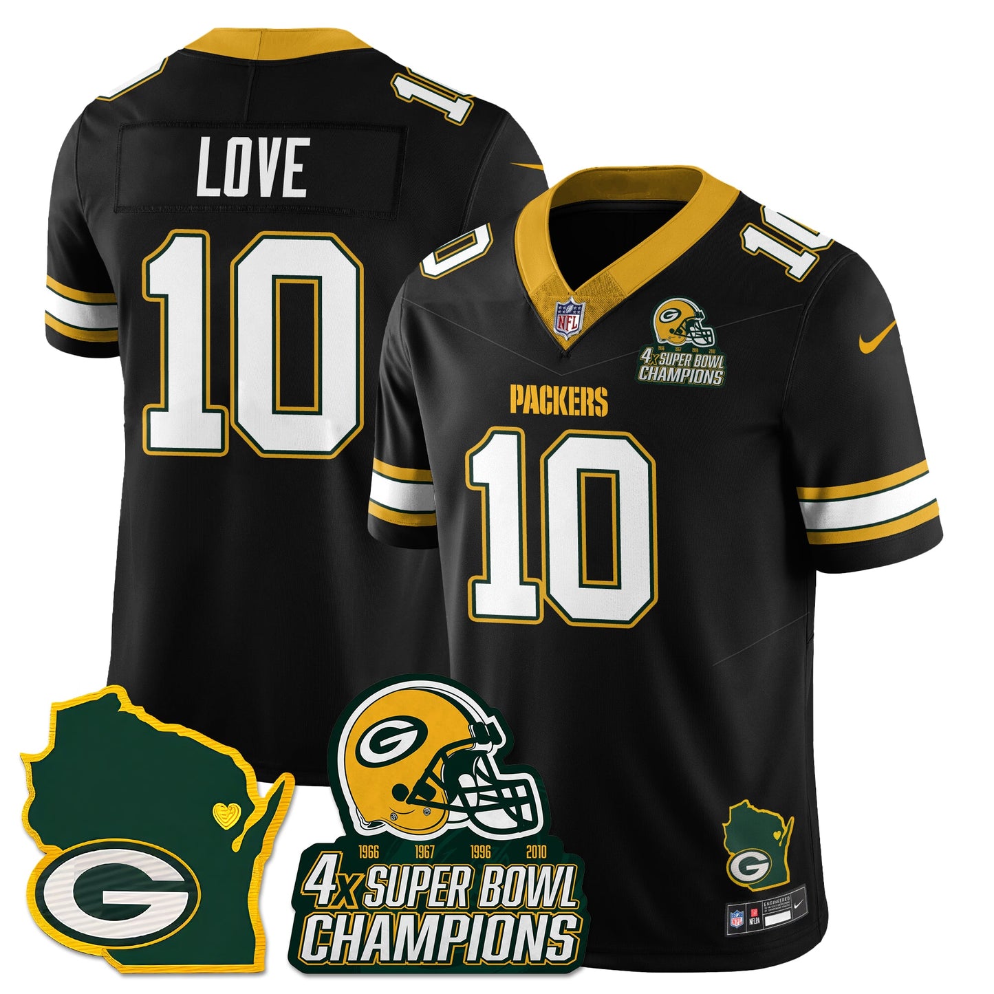 GB 4-Time Champions Patch Vapor Limited Jersey - All Stitched