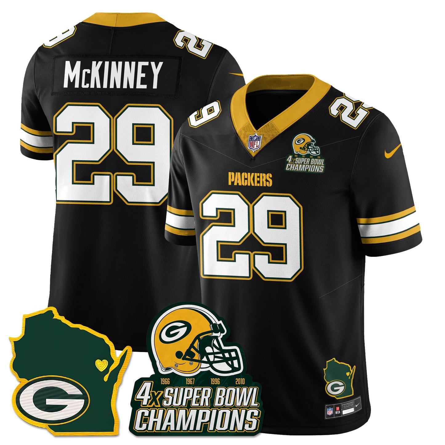 GB 4-Time Champions Patch Vapor Limited Jersey - All Stitched