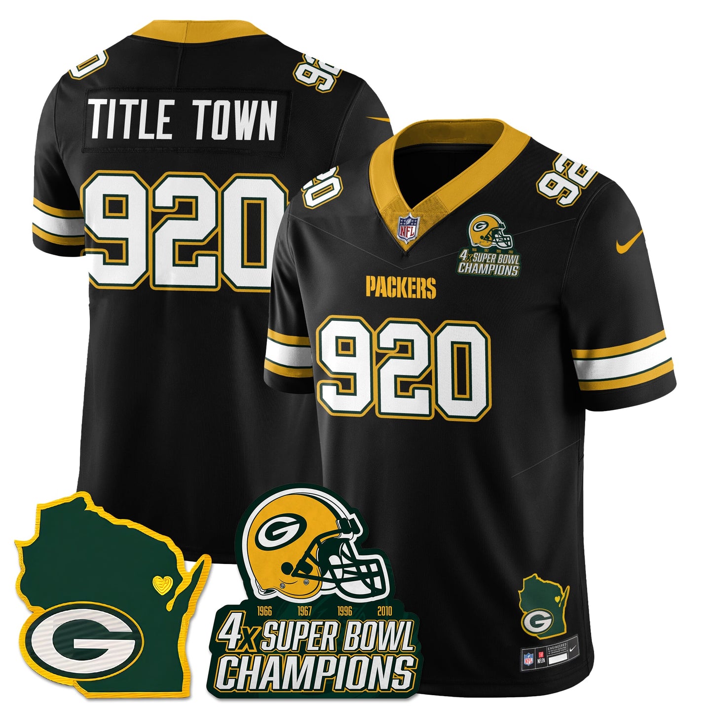 GB 4-Time Champions Patch Vapor Limited Jersey - All Stitched