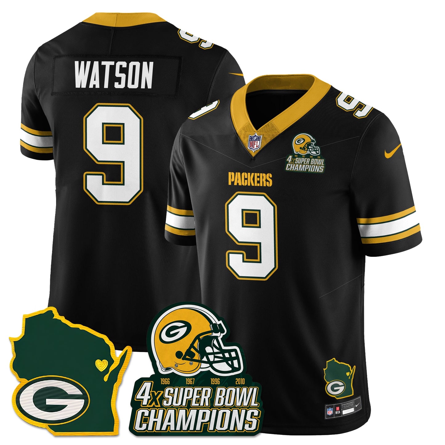 GB 4-Time Champions Patch Vapor Limited Jersey - All Stitched