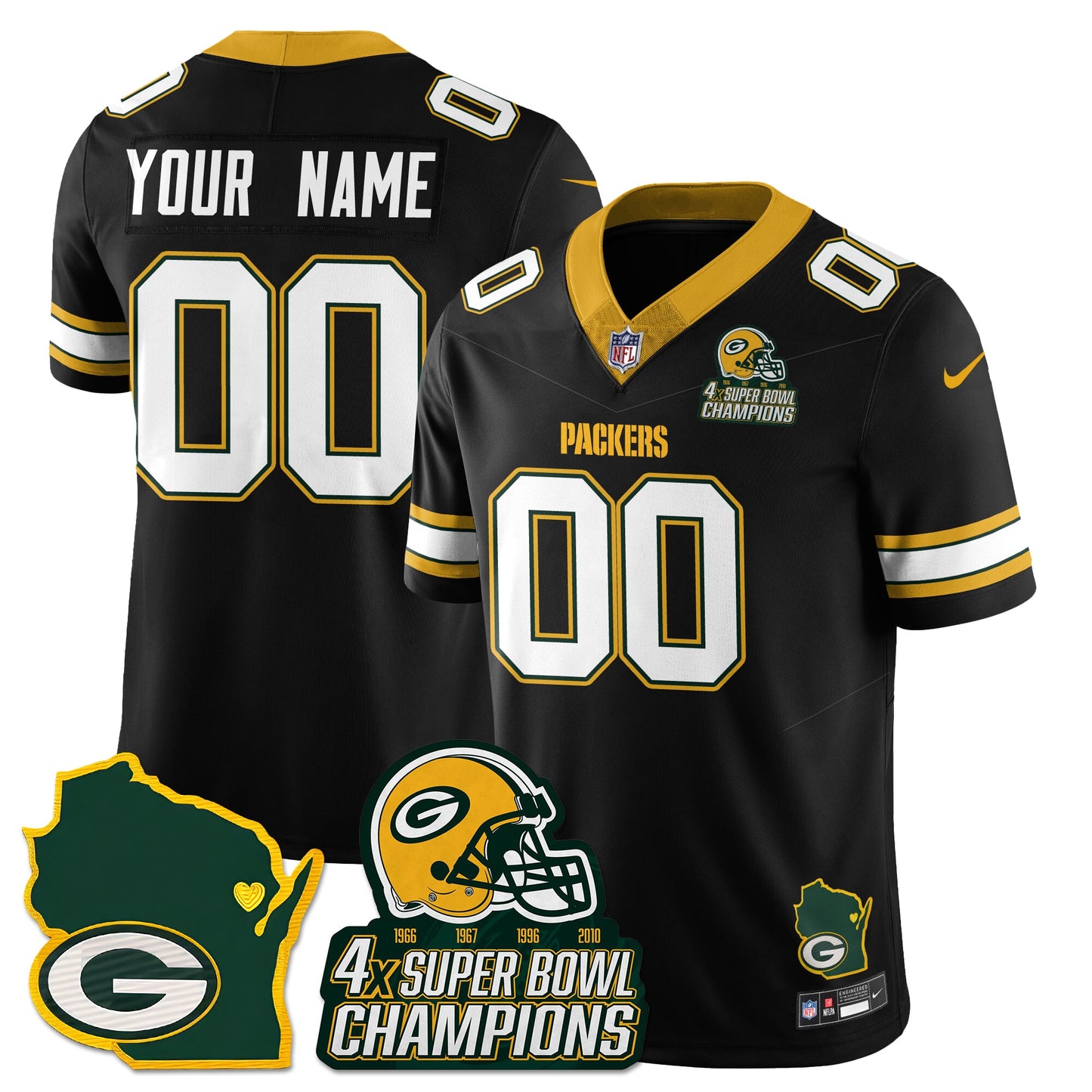 GB 4-Time Champions Patch Vapor Limited Jersey - All Stitched
