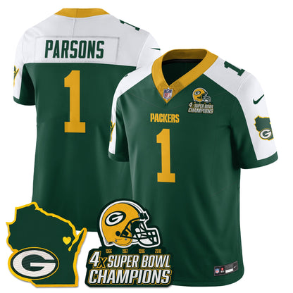 GB 4-Time Champions Patch Vapor Limited Jersey - All Stitched