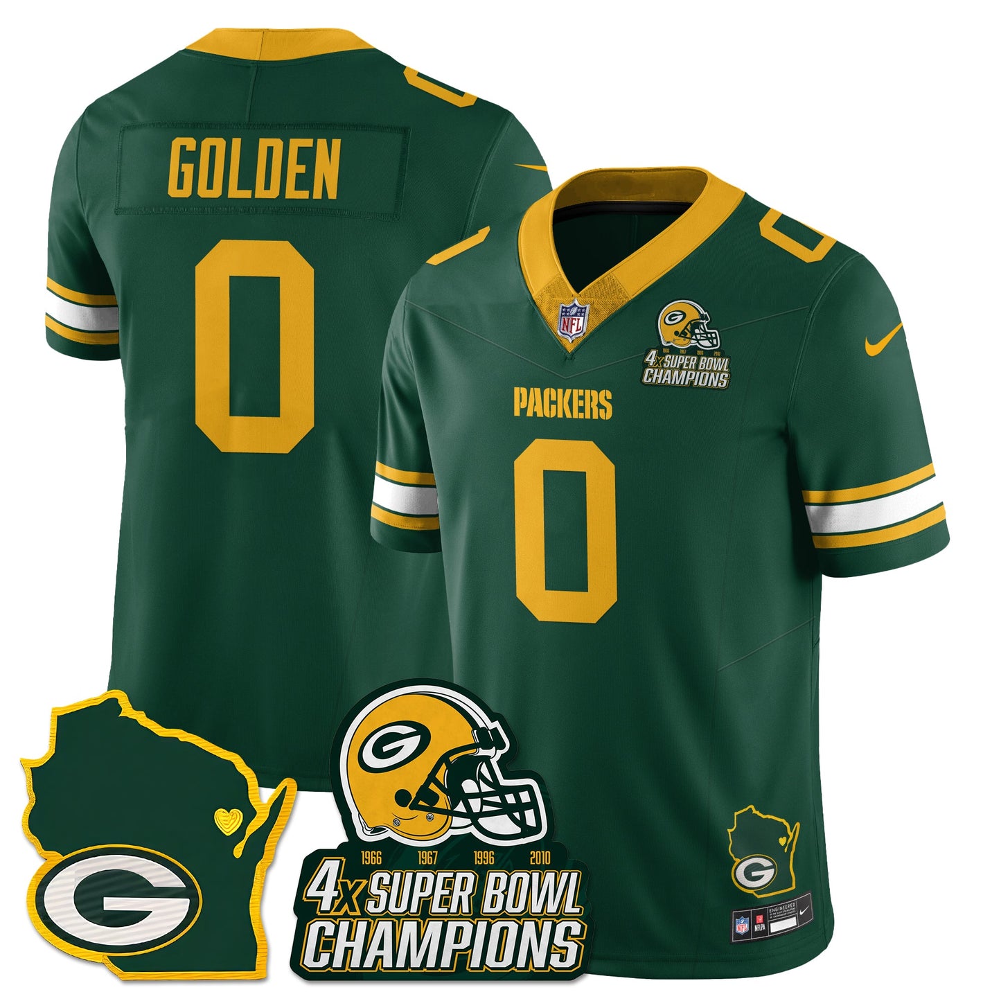 GB 4-Time Champions Patch Vapor Limited Jersey - All Stitched