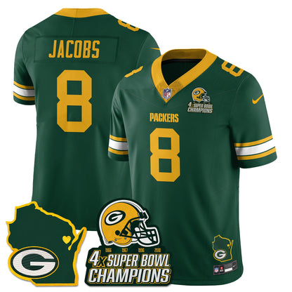 GB 4-Time Champions Patch Vapor Limited Jersey - All Stitched