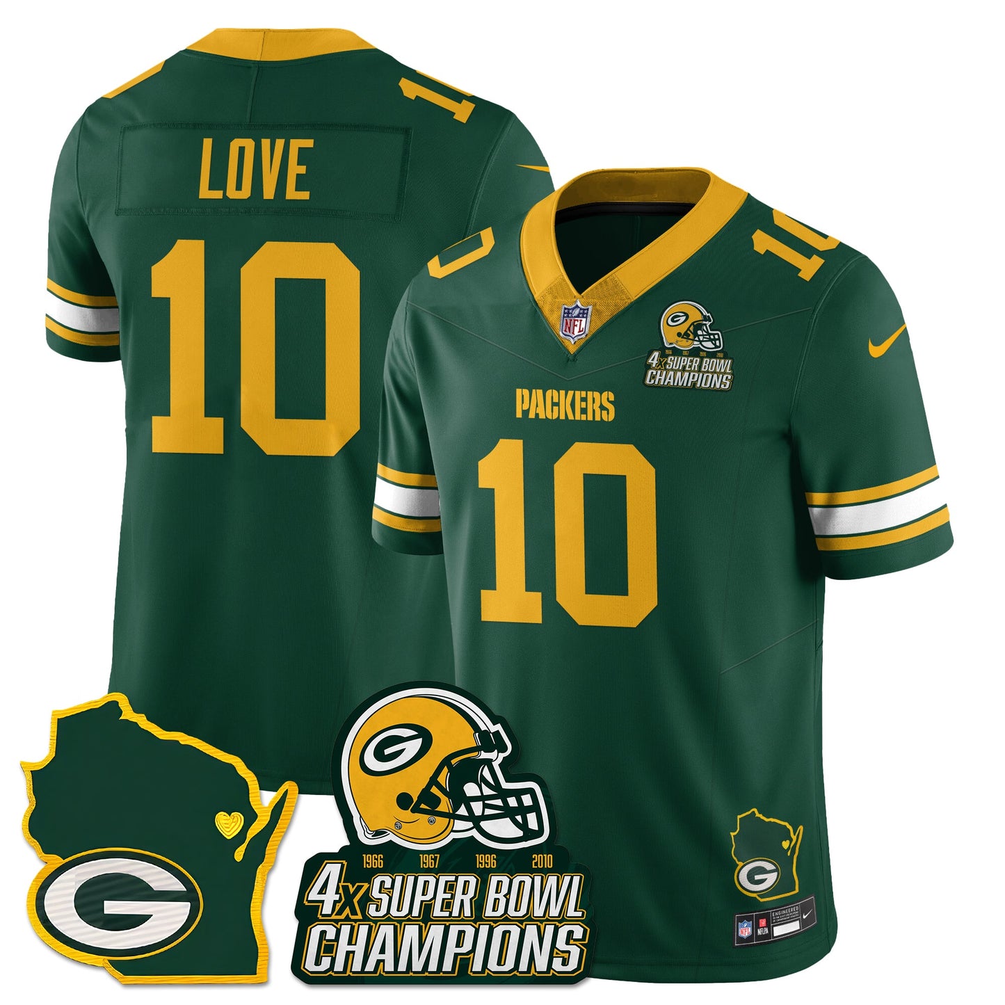 GB 4-Time Champions Patch Vapor Limited Jersey - All Stitched