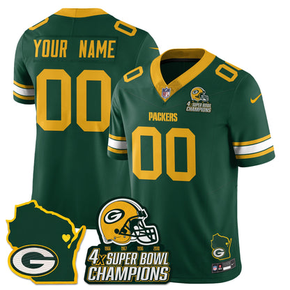 GB 4-Time Champions Patch Vapor Limited Jersey - All Stitched