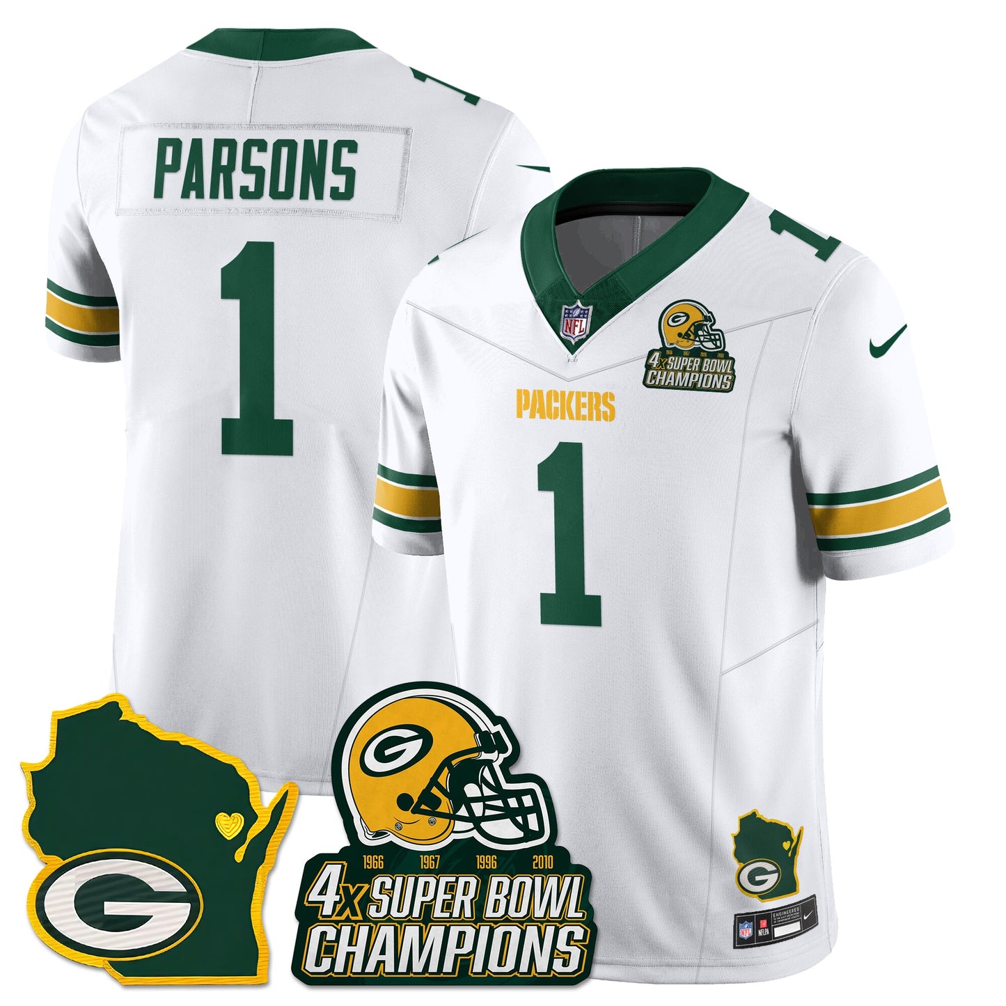 GB 4-Time Champions Patch Vapor Limited Jersey - All Stitched