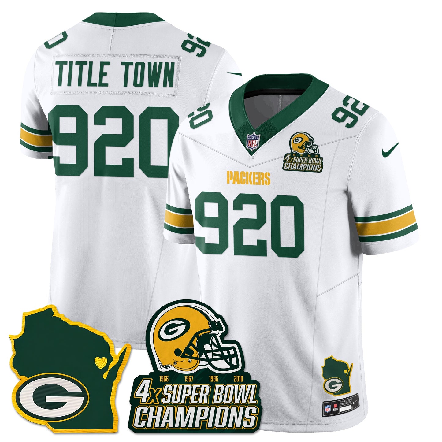 GB 4-Time Champions Patch Vapor Limited Jersey - All Stitched