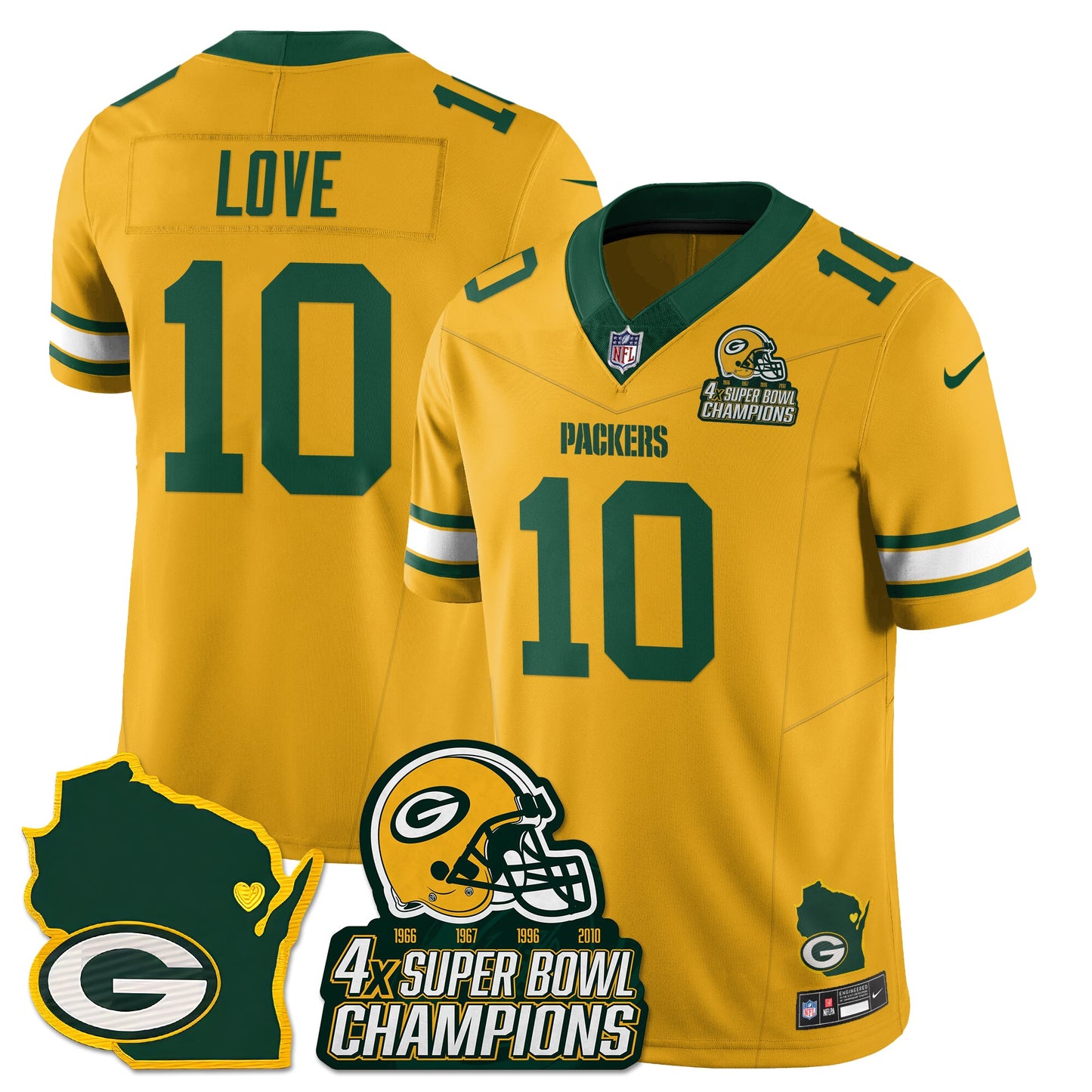 GB 4-Time Champions Patch Vapor Limited Jersey - All Stitched