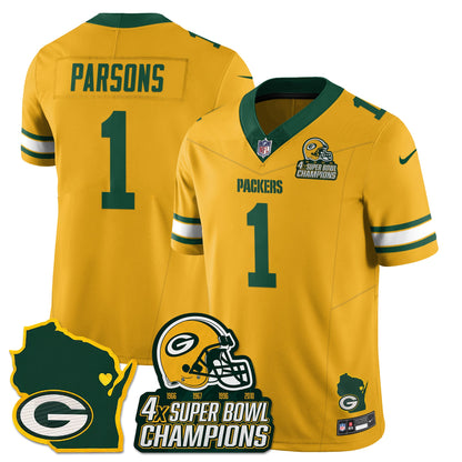 GB 4-Time Champions Patch Vapor Limited Jersey - All Stitched