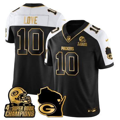 GB 4-Time Champions Patch Vapor Limited Gold Jersey - All Stitched