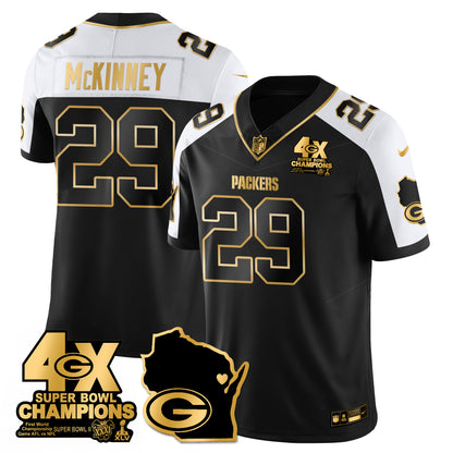 GB 4-Time Champions Patch Vapor Limited Gold Jersey - All Stitched