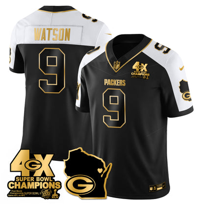 GB 4-Time Champions Patch Vapor Limited Gold Jersey - All Stitched