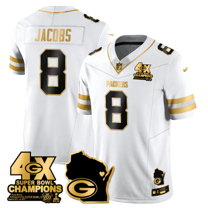 GB 4-Time Champions Patch Vapor Limited Gold Jersey - All Stitched