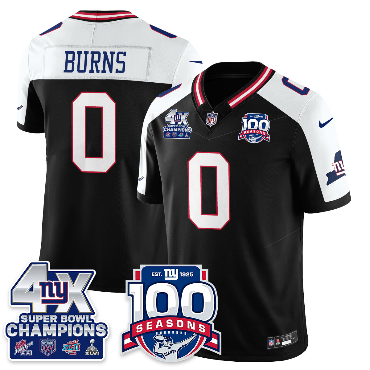 NYG 4-Time Champions Vapor Limited Jersey- 100th Season - All Stitched