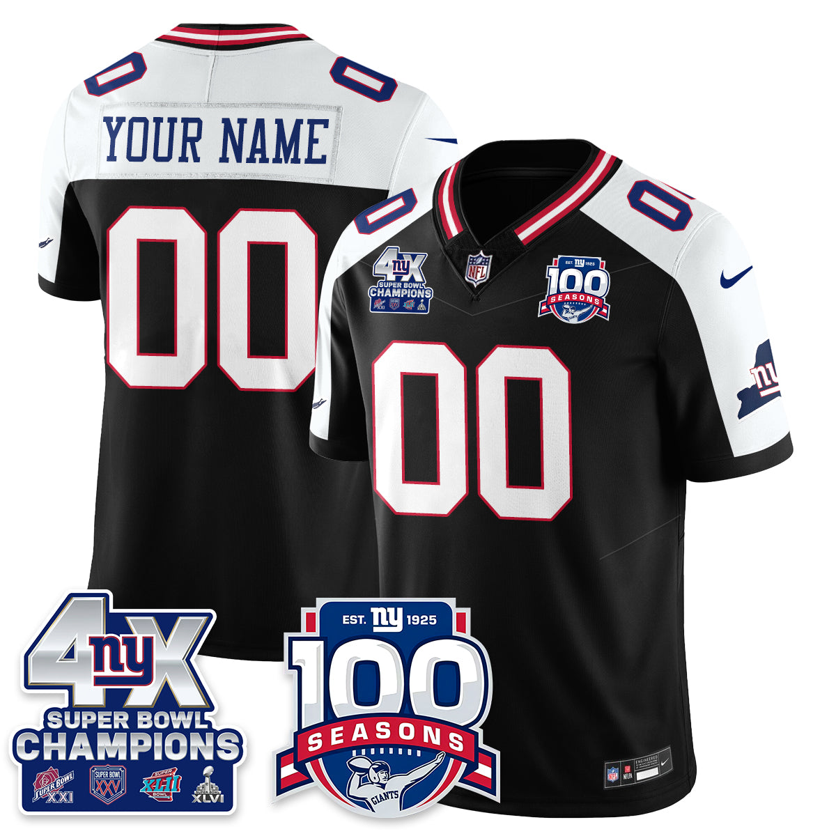 NYG 4-Time Champions Vapor Limited Jersey- 100th Season - All Stitched