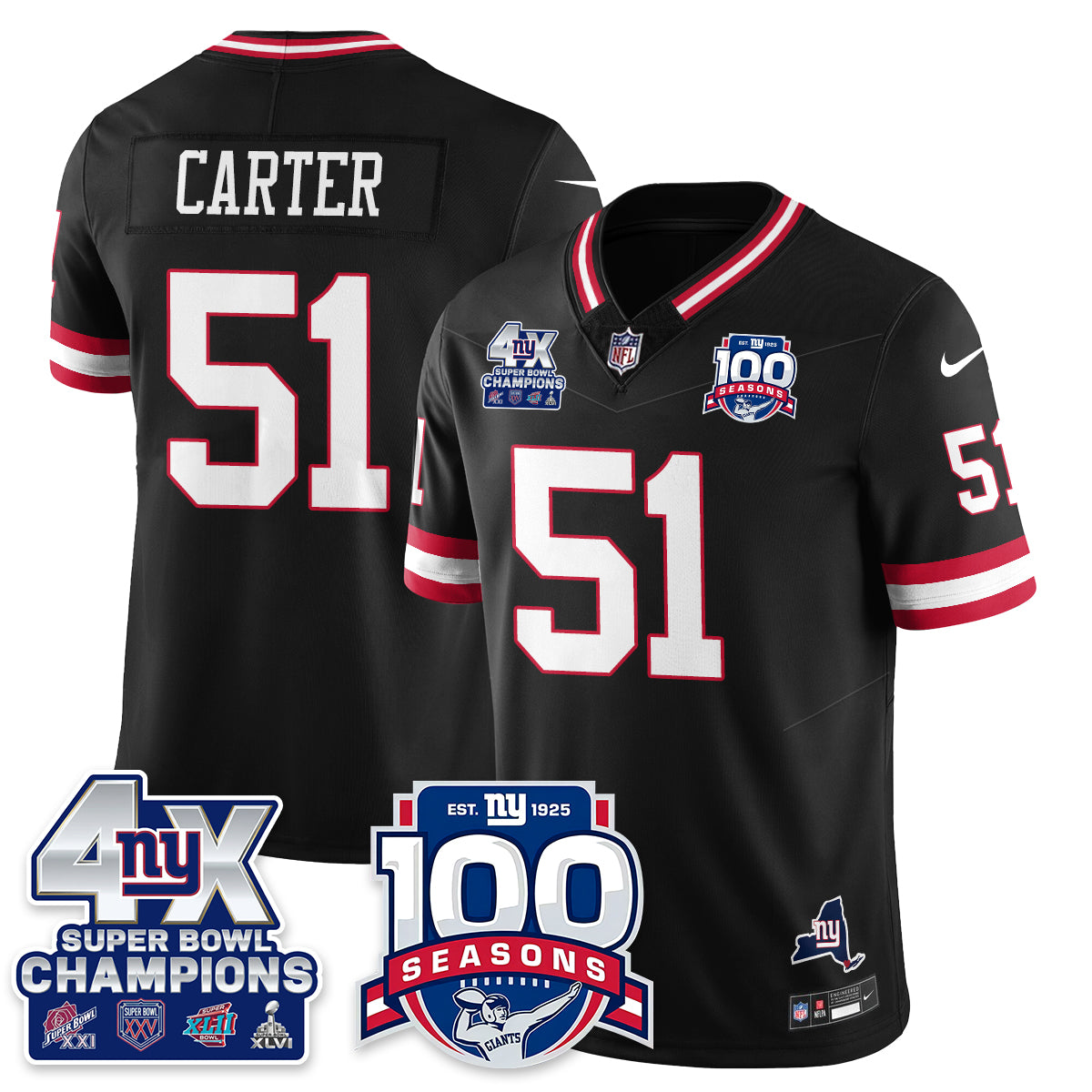 NYG 4-Time Champions Vapor Limited Jersey- 100th Season - All Stitched