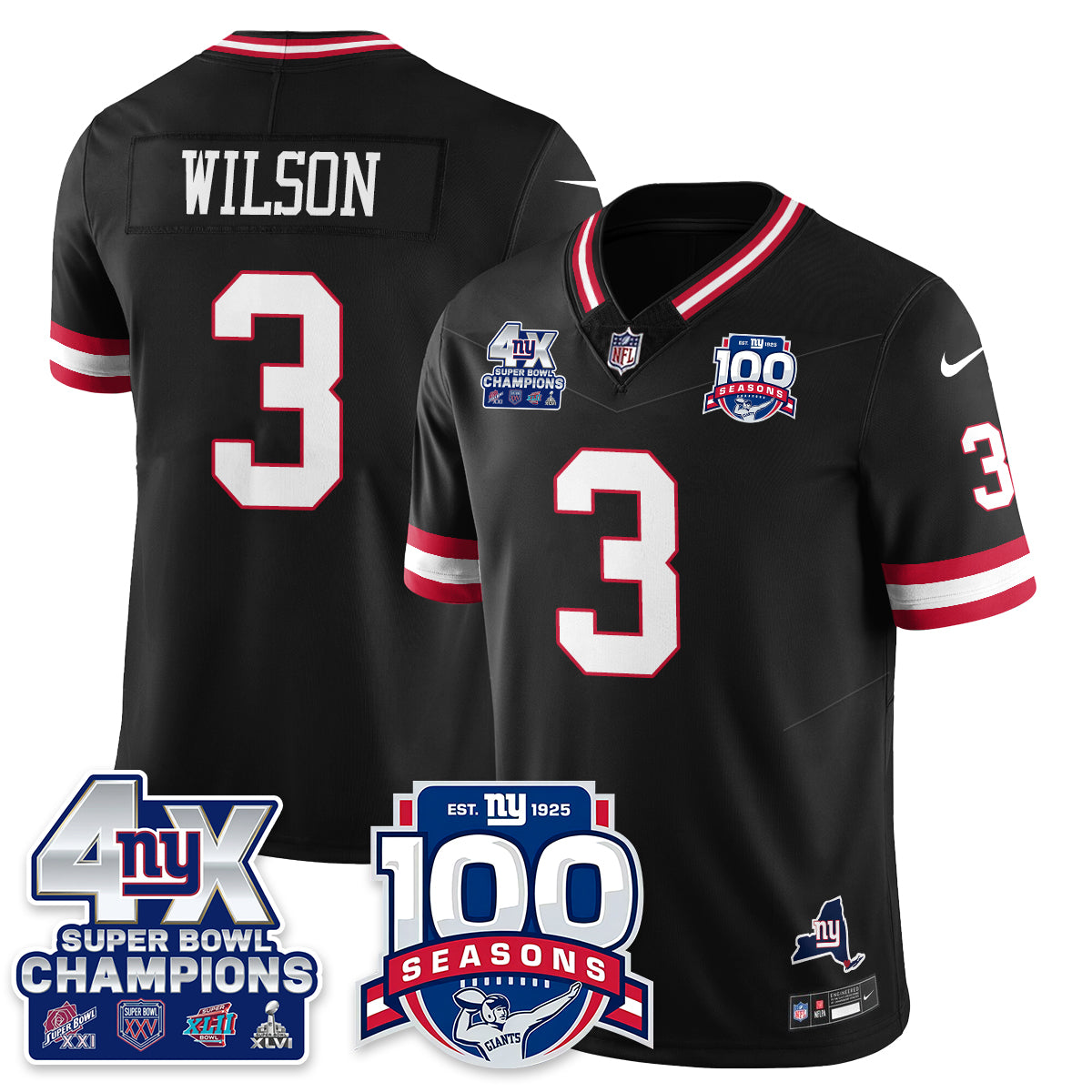 NYG 4-Time Champions Vapor Limited Jersey- 100th Season - All Stitched