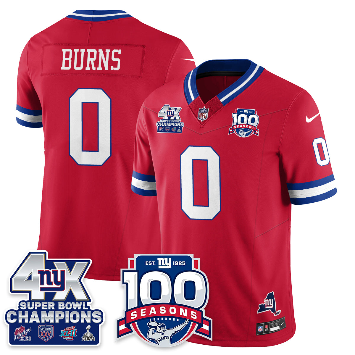NYG 4-Time Champions Vapor Limited Jersey- 100th Season - All Stitched