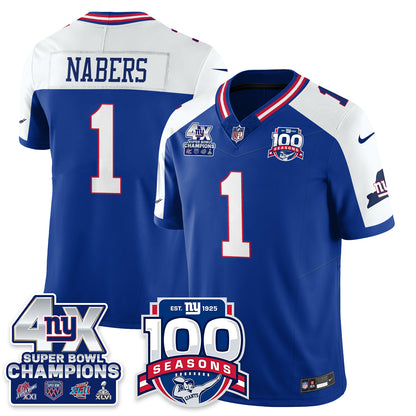 NYG 4-Time Champions Vapor Limited Jersey- 100th Season - All Stitched